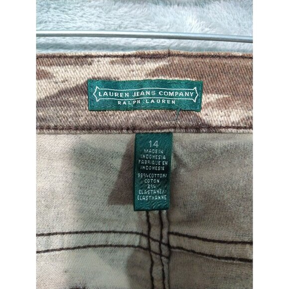 Ralph Lauren Jeans Co Womens 14 Brown Denim Slim Straight Aztec Southwest - Picture 6 of 8